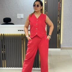 Tailored Waistcoat and Wide-Leg Trousers Set