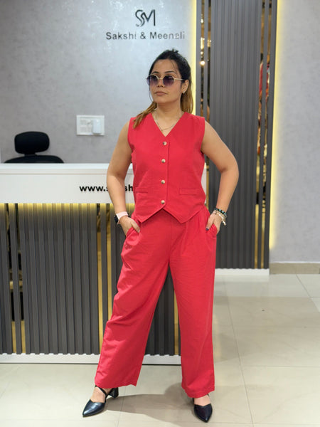 Tailored Waistcoat and Wide-Leg Trousers Set