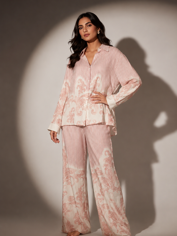Striped Print Flowing Co-Ord Set