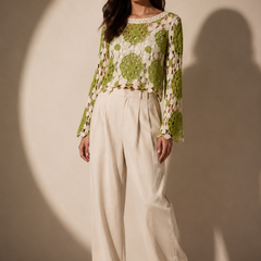 Crochet Floral Knit Top