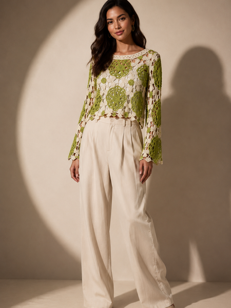 Crochet Floral Knit Top