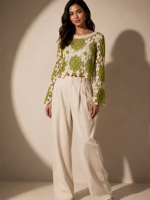 Crochet Floral Knit Top