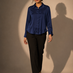 Satin Shirt with Statement Button Detail