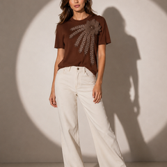 Floral Appliqué Fine Knit Top