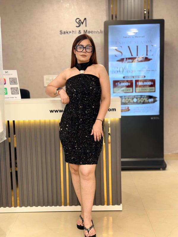 Sequin Halter Mini Dress