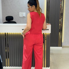 Tailored Waistcoat and Wide-Leg Trousers Set