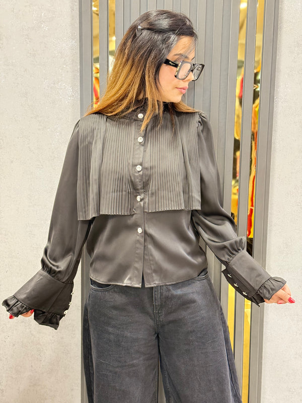 PLEATED PANEL SATIN SHIRT