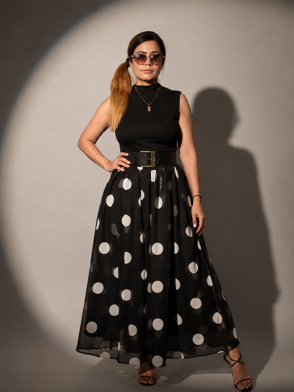 Polka Dot Skirt top with Belt