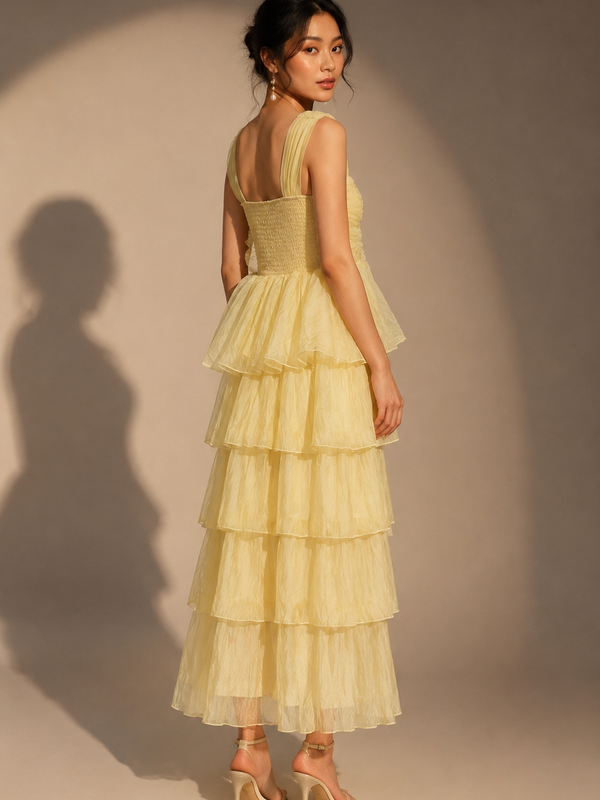 Midi Dress with Embellished Neckline