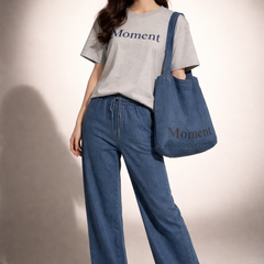Relaxed Graphic Tee & Wide-Leg Trouser