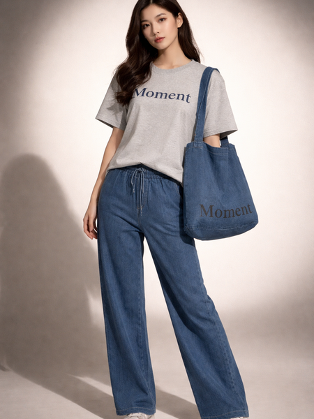 Relaxed Graphic Tee & Wide-Leg Trouser