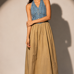 Denim Bodice Midi Dress