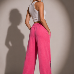 Graphic Print Wide-Leg Jogger Trousers