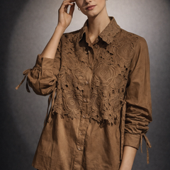 Lace Panel Structured Shirt