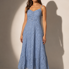 Broderie Ruched Midi Dress