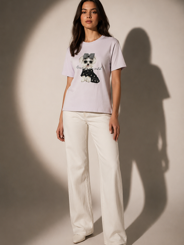 Textured Puppy Graphic T-Shirt
