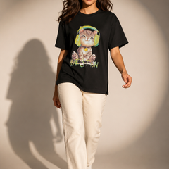 Playful Cat Graphic T-Shirt