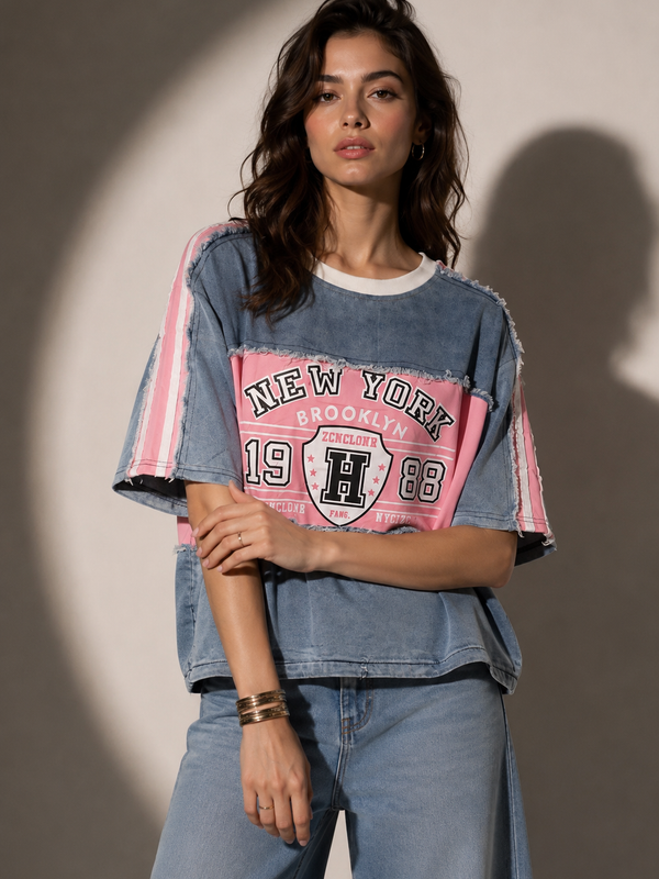 Oversized Slogan Panel T-Shirt