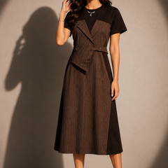 Pinstripe Panel Midi Dress
