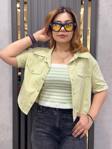 Cropped Jacket With Inner Top For Summers