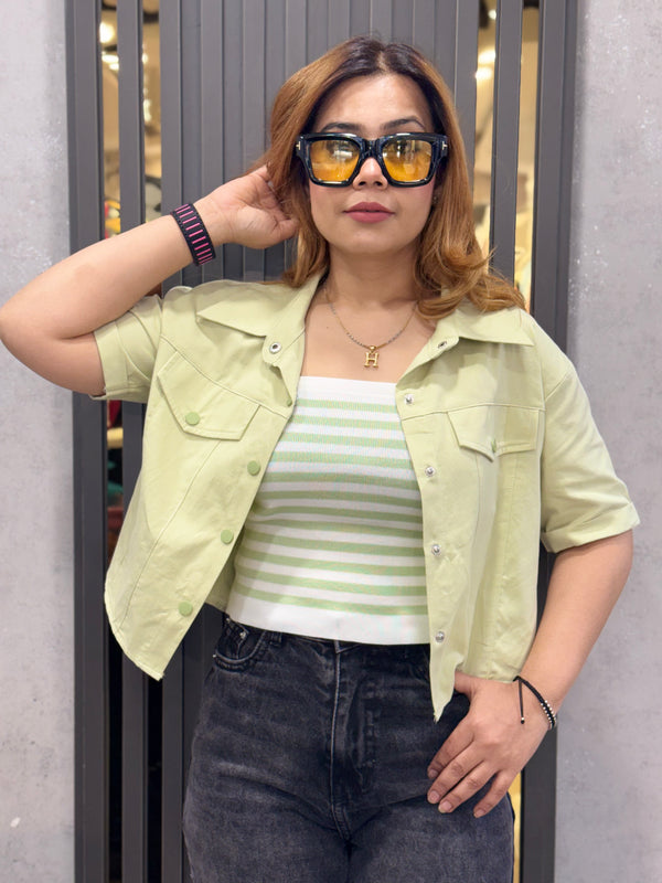 Cropped Jacket With Inner Top For Summers