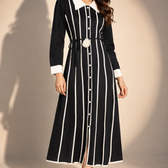 Striped Collared Midi Dress