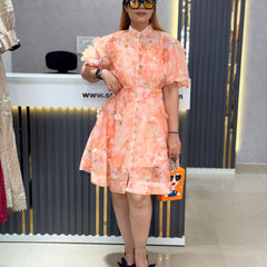 Floral Organza Shirt Dress