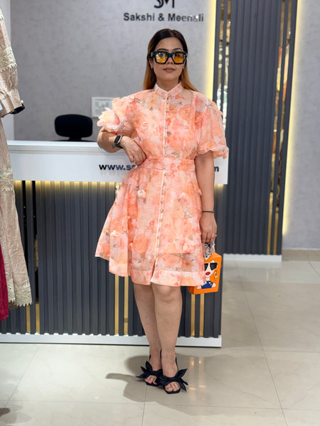 Floral Organza Shirt Dress