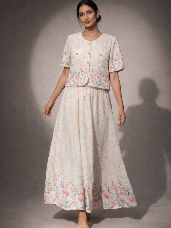 Textured Floral Skirt top