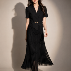 Pleated Tailored Maxi Dress