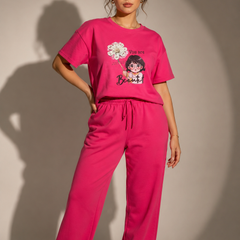 Graphic Lounge Set with Embroidered Appliqué