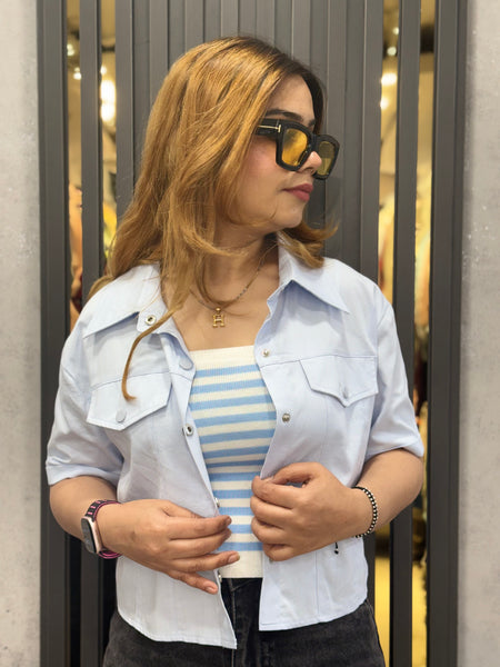 Cropped Jacket With Inner Top For Summers