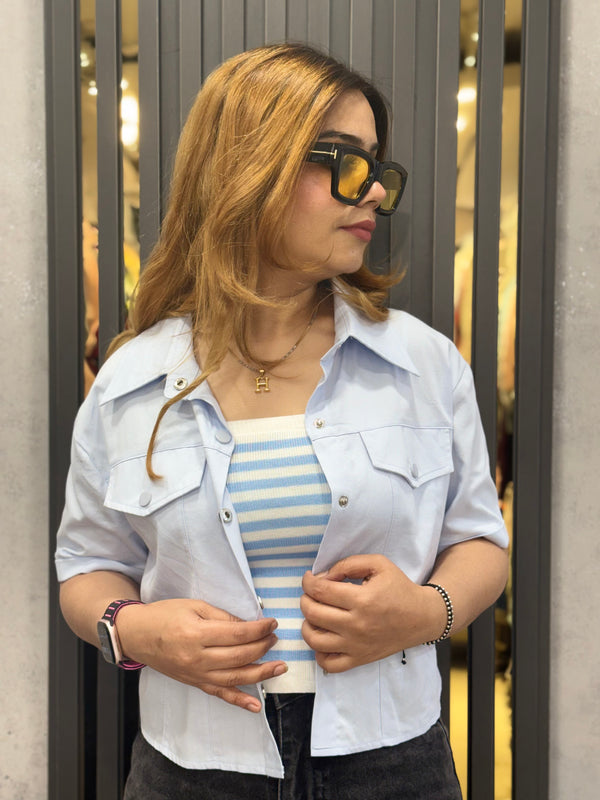 Cropped Jacket With Inner Top For Summers