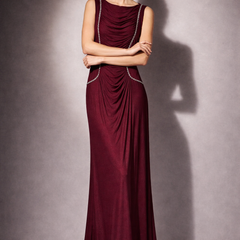 Draped Embellished Evening Gown