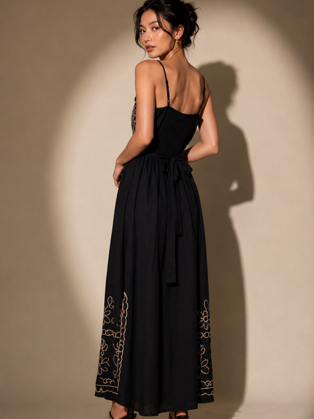 EMBROIDERED WIDE-LEG JUMPSUIT