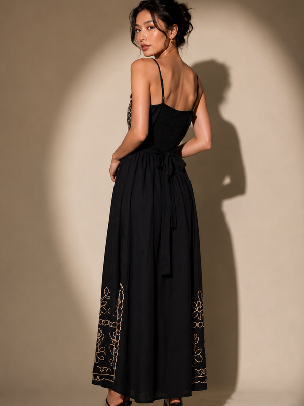 EMBROIDERED WIDE-LEG JUMPSUIT