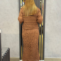Embroidered Textured Skirt Top