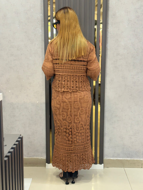Embroidered Textured Skirt Top