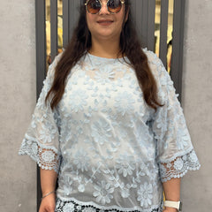 Floral Embroidered Sheer Top