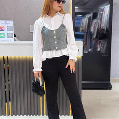 Structured Denim Layered Top