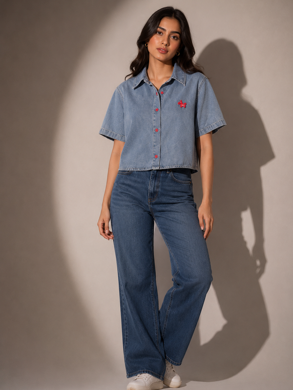 Cropped Denim Shirt