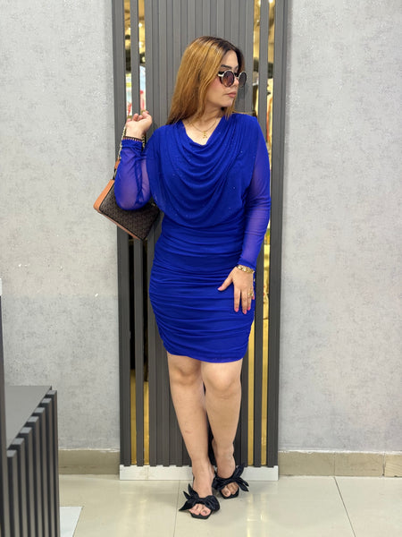 Draped Embellished Mini Dress