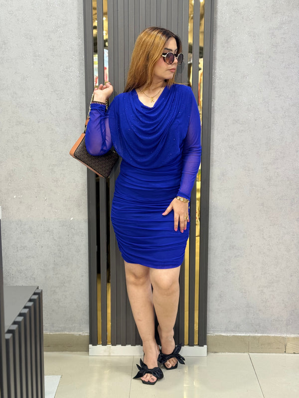 Draped Embellished Mini Dress