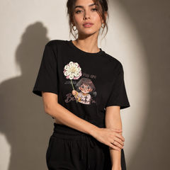 Graphic Lounge Set with Embroidered Appliqué