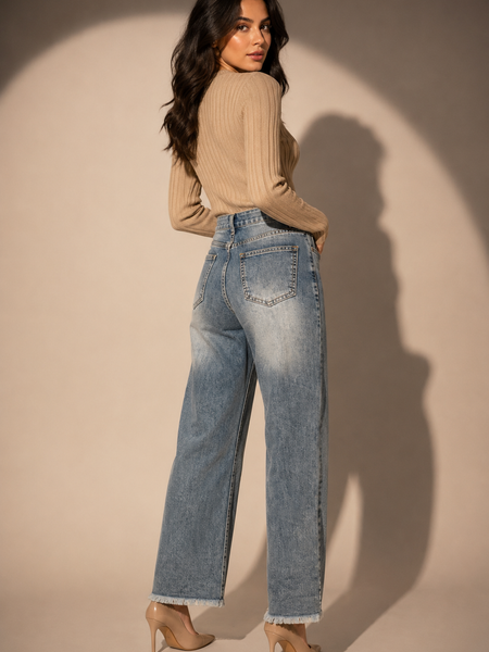 Floral Embroidered Wide-Leg Jeans