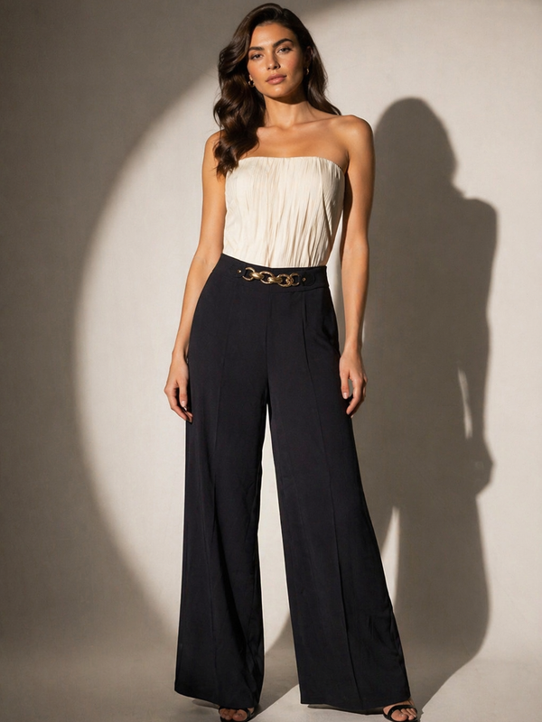 Fluid Wide-Leg Trousers with Statement Belt
