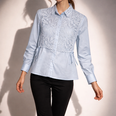 Lace Panel Structured Shirt