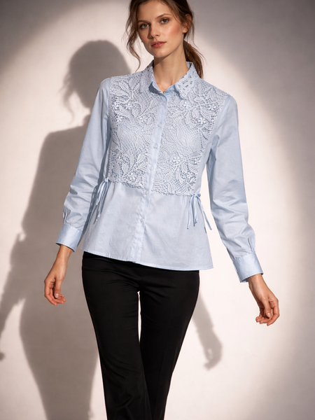 Lace Panel Structured Shirt