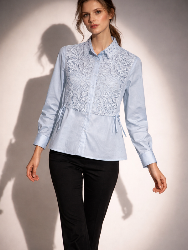 Lace Panel Structured Shirt