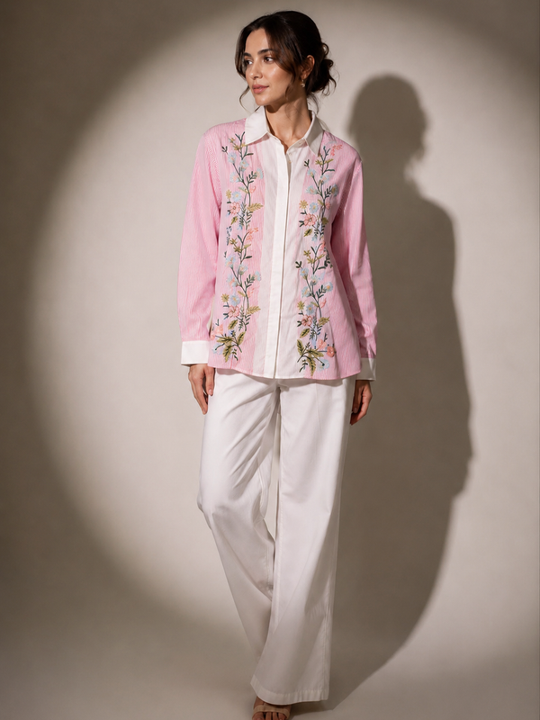 Embroidered Stripe Shirt